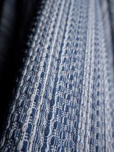 Retro Washed Denim Fabric Designer Texture Gradient Stripe Relief DIY Material Blue White Striped Tissue Mixed Weave Clothing