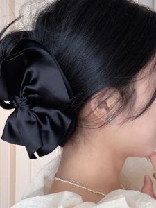 Elegant Black Butterfly Knot Hair Clip Multi-Layer Fabric Womens Simple Fashion Versatile Fairy Tale Style Hair Clip