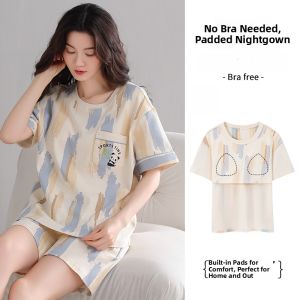 Miiow | Pure Cotton Summer Sleepwear Womens Thin Short Sleeve Home Clothes MiiOW Cat Person Breathable Moisture Absorbent Home Suit