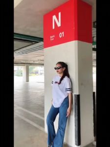 D'GREEN Tshirt PUTIH HITAM Pria Wanita Motif LIST LENGAN EST SIMPEL / Baju Wanita / Kaos Distro pria