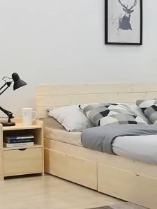 Queen/King Size Solid Wood Bed Frame With HeadBoard Bedroom Platform Bed Base With Drawer Storage