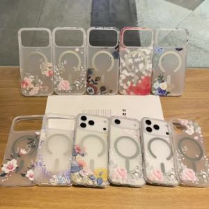 New Matte Flower For Magsafe Magnetic Case For iPhone 17 Air 16 15 14 13 12 11 Pro Max Plus Shockproof Translucent Acrylic Cover