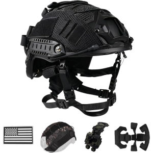 Adjustable Tactical Helmet with Battery Pouch & Cover for Airsoft Cosplay Outdoor Games