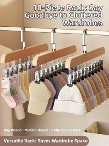 XUNHUAI | Multi-function Wooden Hanger with Clips
