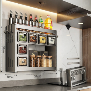 Multi-functional Easy Install Wall Mounted Kitchen Seasoning Storage Rack