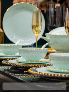 mornenjoy | Underglaze Color Blue and White Porcelain Dinnerware Set Home Use