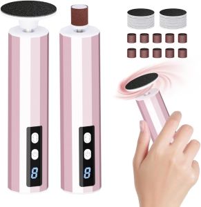 2 in 1 Electric Foot Callus Remover 9 Speed ​​Adjustable Rechargeable Foot File Grinder Cordless Pedicure Tool with 20pcs Sandpaper for Men Women