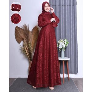 (COD)DRESS TERBARU GAMIS BURKAT JUMBO SIZE M L XL XXL 3XL / GAMIS PESTA KONDANGAN