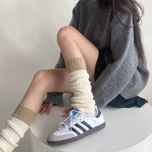 Tất Ống Dài Màu Xám Có Khóa Kéo Cho Nữ Cổ Tích Ấm Áp Bằng Vải Len Kiểu Dáng Y2K Gợi Cảm Thu Đông Tất Ống Dài Vừa Phải