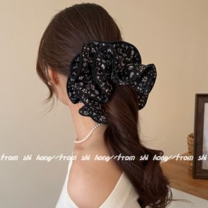Blue Floral Korean Style Hair Ties for Women Elegant Quality Hair Bands for Bun Headbands Fashionable Hair Accessories