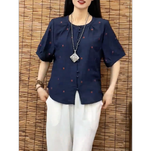 QINGNAER | New Summer Short Sleeve Casual Loose Big Size Womens Shirt