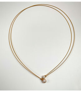 Elegant Natural Freshwater Pearl Necklace Gold Thread Lightweight Luxury Eva Clavicle Chain Commuting Accessory for Women