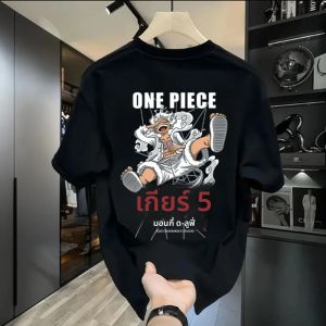 เสื้อยืดวันพีซ ลูฟี่ หมวกฟาง อนิเมะ ผ้าฝ้าย แขนสั้น ผู้ชาย ผู้หญิง ทรงโอเวอร์ไซส์ หลวม สบาย สตรีทแวร์ ลายกราฟิก พิมพ์ลายใหม่