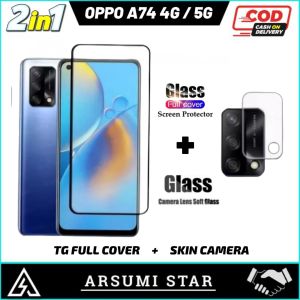 Promo Paket Murah 2in1 Tempered Glass Anti Bluelight OPPO A74 4G 5G Tg Anti Gores Anti Bluelight + Skin Camera Lens