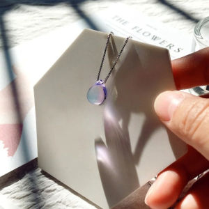 Fashion Jewelry Silver Necklace Crystal Oval Water Drop Charm Pendant Necklace Gift for Women Girls