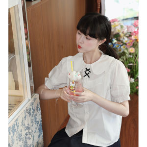 Áo Sơ Mi Cotton Phong Cách Nhật Bản Ngọt Ngào Cho Nữ Mùa Hè Mỏng Cổ Búp Bê Thiết Kế Cotton Trong Suốt Mặc Trong