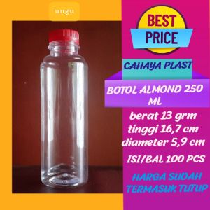 Botol Almond 250Ml-Botol Plastik 250Ml- isi 100 50 Pcs Free Kardus