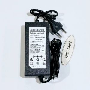 Adapter DC 12V - 4A / Đầu cắm 5.5mm x 2.1 -- 2.5mm (Cáp liền dài 1.35m)