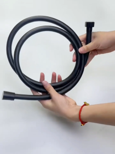 ONOJ Universal Shower Hose 1.5M Silicone Spray Pipe with Brass Fittings Tangle-Free in Black/Silver
