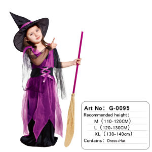Halloween Children Cosplay Witch Little Devil Trick or treating Costume Clothes Dress with Wizard Hat Halloween Eve Dress Up