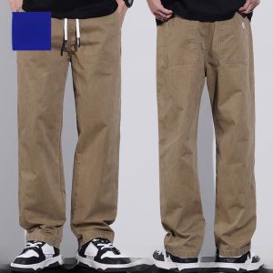 ROMON | Lormen Mens Casual Pants Thickened Pure Cotton Fleece Lined Loose Straight Leg Long Trousers Autumn Winter Fashion Streetwear