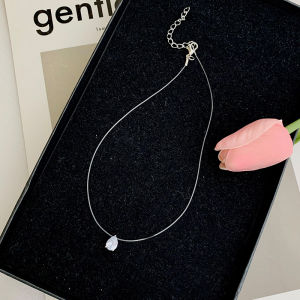 Invisible Fish Line Necklace with Single Diamond Elegant Waterdrop Pendant Versatile Fashion Jewelry for Women Fresh out Now