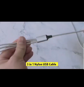 Cable CB 1 3in1 Usb Charger Cable (1.2m) 3in1 Nylon Braided Cable Fast Charge Data Line For iPhone & Micro & Type-C Cable