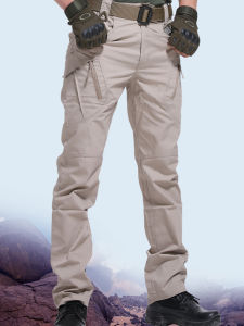 Mens Casual Loose Work Pants Quick-Drying Straight Leg Long Trousers Spring Autumn Youth Fashion Solid Color Cargo Shorts