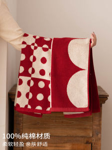 Retro Cotton Face Towels for Couples Soft Absorbent Non-shedding Home Use Pure Cotton Facial Towels Large Half Circle Small Dot