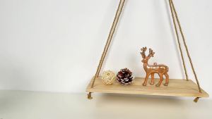 Kệ Treo Tường Bằng Gỗ 1/3 Chiếc Kiểu Hiện Đại Có Dây Thừng Khay Trồng Cây Hoa Treo Tường Trang Trí Nhà Cửa Phòng Khách Vườn.