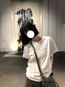 Áo Thun Tay Ngắn in Chữ Đơn Giản Mùa Hè Cho Nữ Áo Thun Cotton Dáng Rộng Thoải Mái Cổ Tròn Không Tay Phong Cách Hàn Quốc