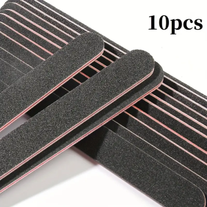 10pcs Professional Double-Sided Nail Files 100/180 Grit - Black Emery Boards for Manicure Pedicure & Acrylic Nails