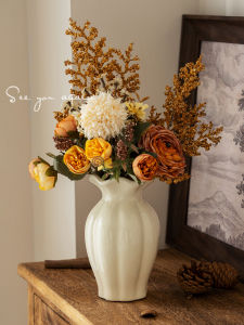 กระติกน้ำชาเซรามิกสไตล์ฝรั่งเศสย้อนยุค กระติกน้ำชาสำหรับตกแต่งบ้าน กระติกน้ำชาแบบตั้ง กระติกน้ำชาแบบทรงกลม กระติกน้ำชาขนาดกลาง