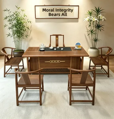 New Chinese Style Solid Wood Tea Table and Chair Set Multi-use Zen