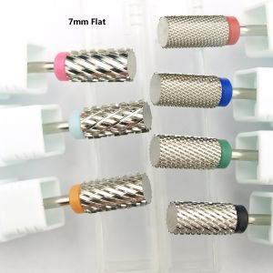 New Silver Quality 6.6mm Big Round Flat Top barrel Original Tungsten steel Carbide Manicure Nail drill bit File Accessories