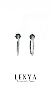 LENYA ต่างหูพลอยดำนิล ส่งเสริมการเงิน อำนาจความมั่นคง ขนาด 1.75 มิล ตัวเรือนเงินแท้925 ชุบทองคำขาว