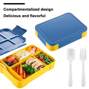 Portable Bento Box Kids Lunch Food Bowl Microwavable Children Snack Box 5 Grid Food Storage Container for School Office