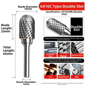 XINGONG | Tungsten Carbide Large Rotary Burr 6x16mm