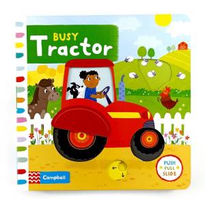 Campbell Busy Tractor Push Pull Slide Board Book