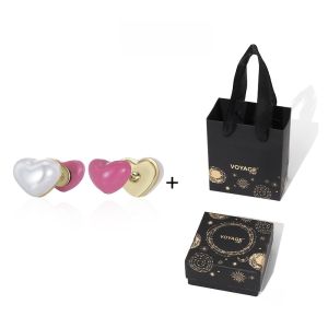 French Double-Sided Heart Pearl Earrings Women Unique Personality High-End Sweet Ear Jewelry Fashionable Korean Style
