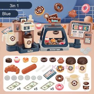 Kids Coffee Machine Toy Set Kitchen Simulation Food Bread Coffee Cake Pretend Play House Shopping Cash Register Christmas Gift