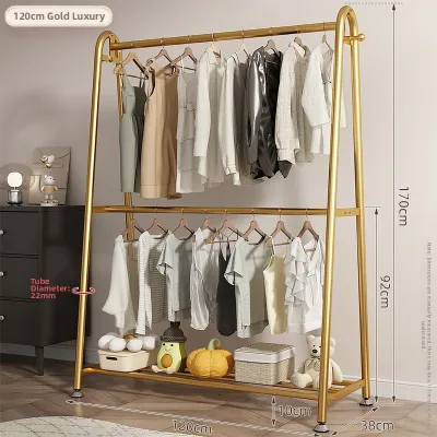 Freestanding Movable Double-Layer Clothing Rack