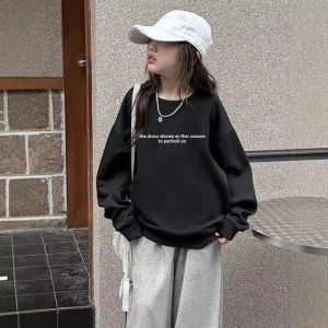 Spring & Fall Girls Black American round Neck Sweatshirt 2024 New Product Pullover Spring and Autumn All-Match Kids Casual Long Sleeves Tops