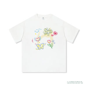 Original Sweet Style Cotton Butterfly Shoulder Short Sleeve Womens T-shirt Couple Matching Comfortable Breathable Summer Top