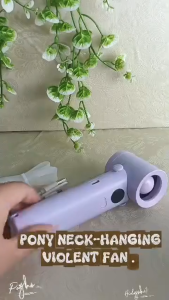 PONY Mini Handheld Turbo Fan 100 Speed 3000mAh LED Display Foldable Neck Fan Portable Kipas Mini