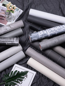 Waterproof Self Adhesive Grey Wall Stickers Modern Minimalist Style PVC Wall Paper for Bedroom Decor Furniture Renovation Stickers