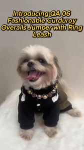 [Ivan Puppy Union] QA°06 Kawaii Fashionable Corduroy Overall Jumper with Ring Leash for Dog and Cat