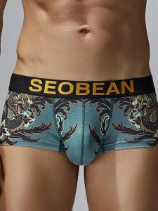 Seobean Mens Ice Silk Briefs Breathable Underwear Low Waist Design Comfortable Inner Shorts Male Model Fashionable Briefs
