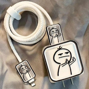 🔥Hot Sale🔥 Creative Cute Charger Case Head Cover Cable Protector Wire Winder for IPhone 16 15 14 Pro Max 18/20W Type C Cable Management