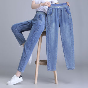 Harajuku Style Nine-Tenths Mom Jeans Womens Summer Thin New Large Size Casual Pants High Waist Harlan Carrot Leg Jeans